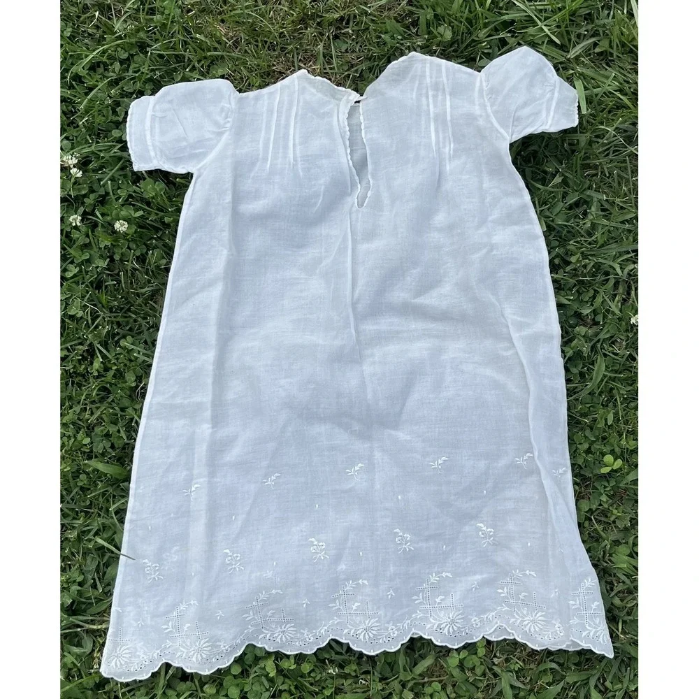 Vintage Baby‎ Dress Christening Gown Lot Embroidered Lace 3 Piece Set Baptism